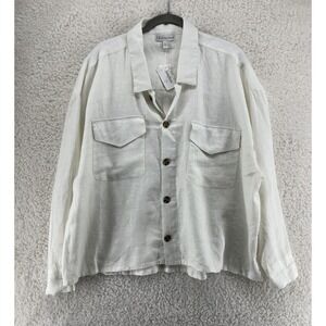 Vintage Neiman Marcus 100% Linen Shirt Men's Size XL White Shacket NWT Preppy